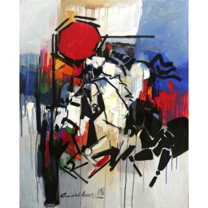 Mashkoor Raza, 24 x 30 Inch, Oil on Canvas, Abstract Painting, AC-MR-195